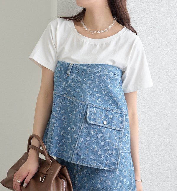  「フラワーデニムラップスカート」|スカート|ブルー