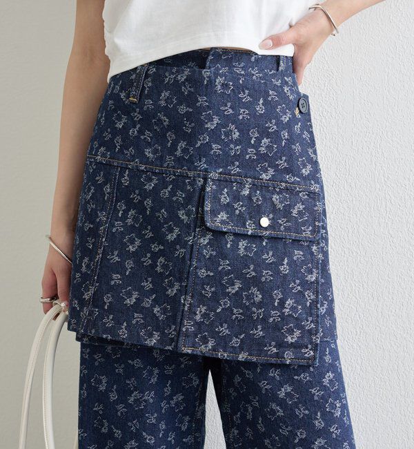  「フラワーデニムラップスカート」|スカート|