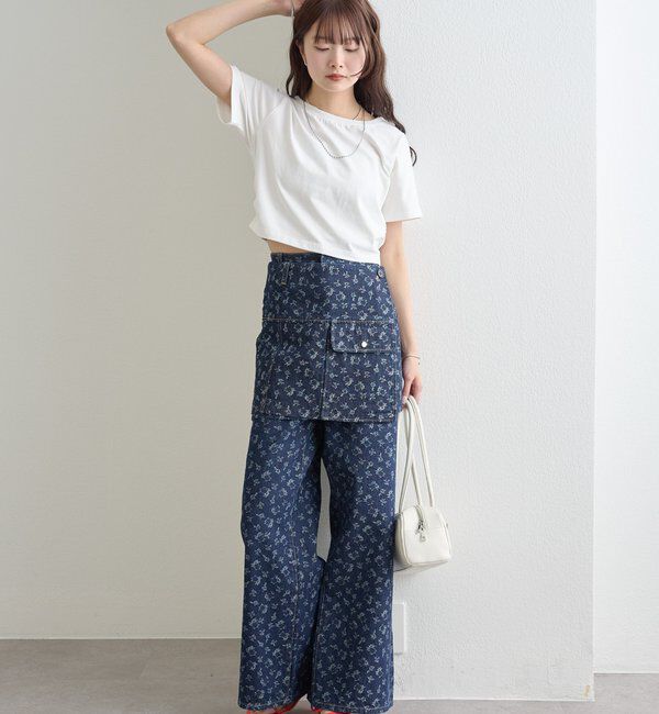  「フラワーデニムラップスカート」|スカート|