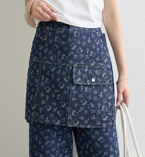  「フラワーデニムラップスカート」|スカート|