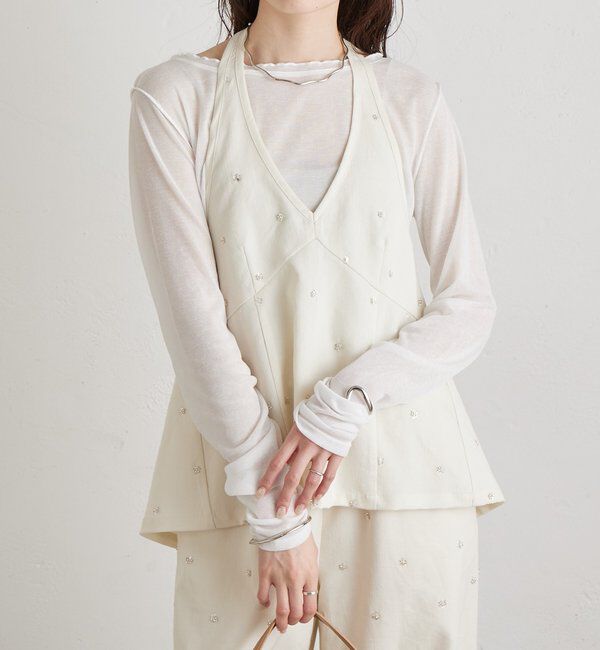  「ビジューフラワーホルタービスチェ」|シャツ・ブラウス|