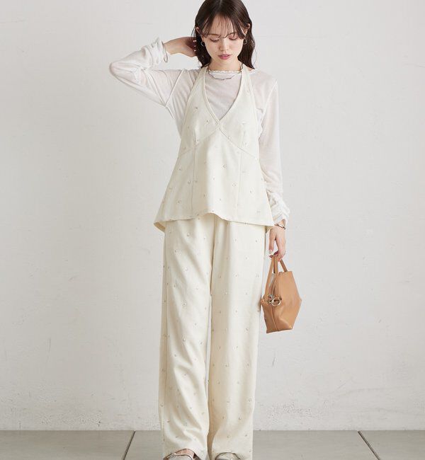  「ビジューフラワーホルタービスチェ」|シャツ・ブラウス|