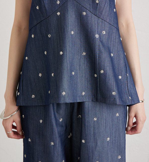  「ビジューフラワーホルタービスチェ」|シャツ・ブラウス|