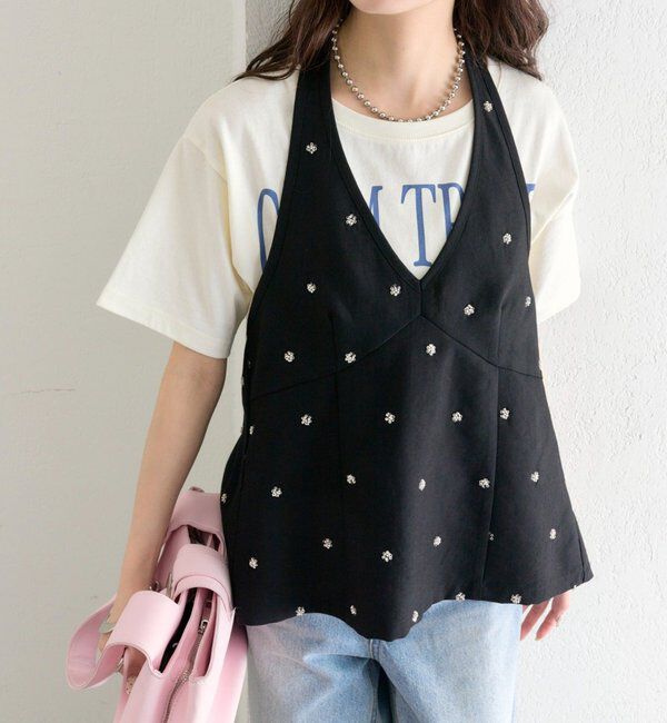  「ビジューフラワーホルタービスチェ」|シャツ・ブラウス|