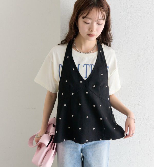  「ビジューフラワーホルタービスチェ」|シャツ・ブラウス|