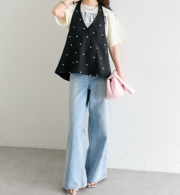  「ビジューフラワーホルタービスチェ」|シャツ・ブラウス|