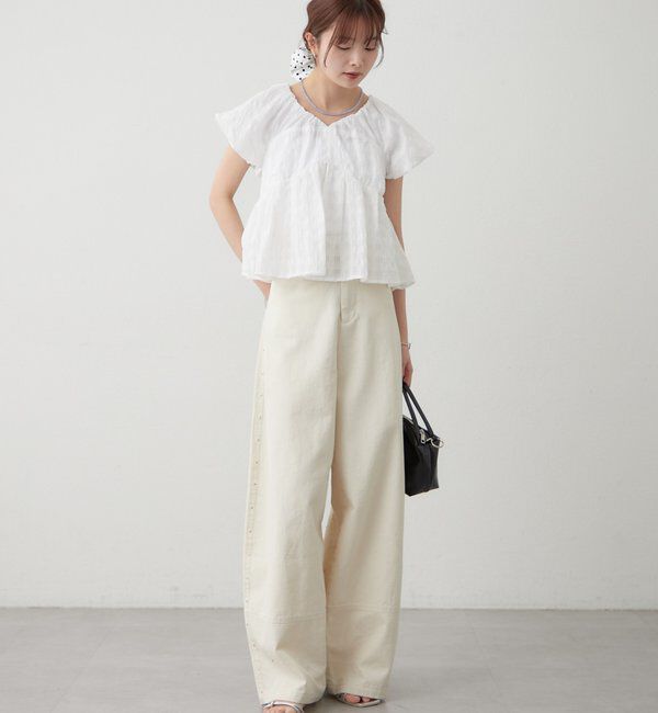  「チェックパフブラウス」|シャツ・ブラウス|