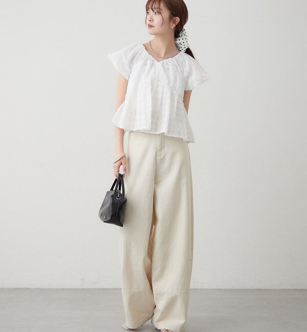  「チェックパフブラウス」|シャツ・ブラウス|