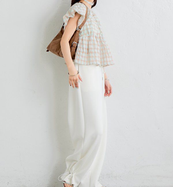  「チェックパフブラウス」|シャツ・ブラウス|