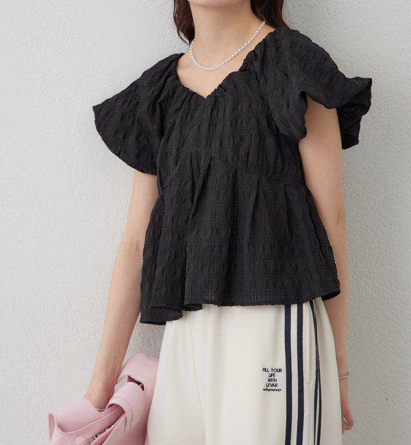  「チェックパフブラウス」|シャツ・ブラウス|