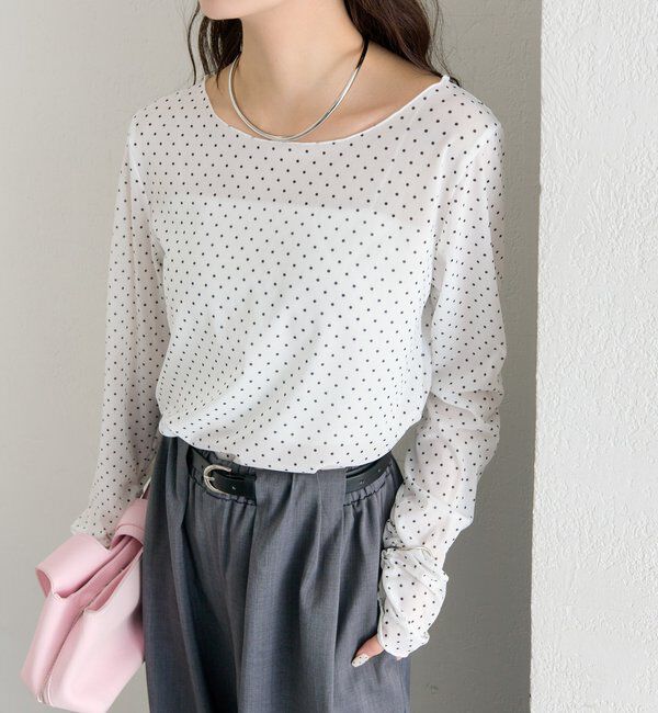  「バックシャンドットチュールロンT」|Tシャツ・カットソー|