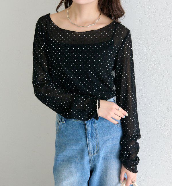  「バックシャンドットチュールロンT」|Tシャツ・カットソー|