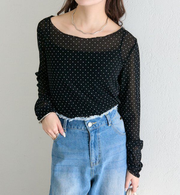  「バックシャンドットチュールロンT」|Tシャツ・カットソー|