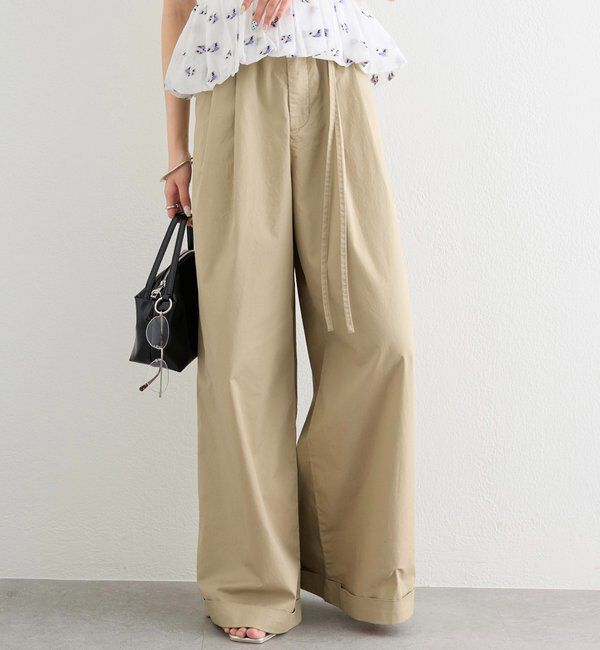  「ワイドベルトタックパンツ」|チノ|