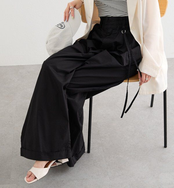  「ワイドベルトタックパンツ」|チノ|