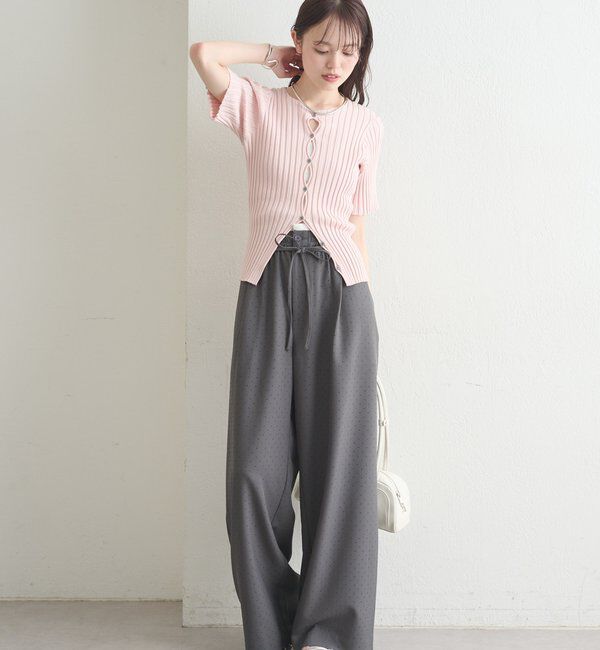  「ラウンドスリット半袖カーディガン」|カーディガン|