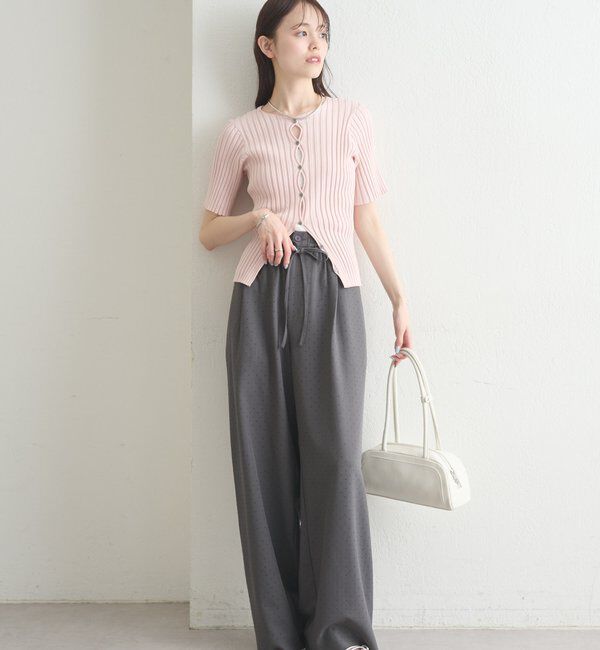  「ラウンドスリット半袖カーディガン」|カーディガン|