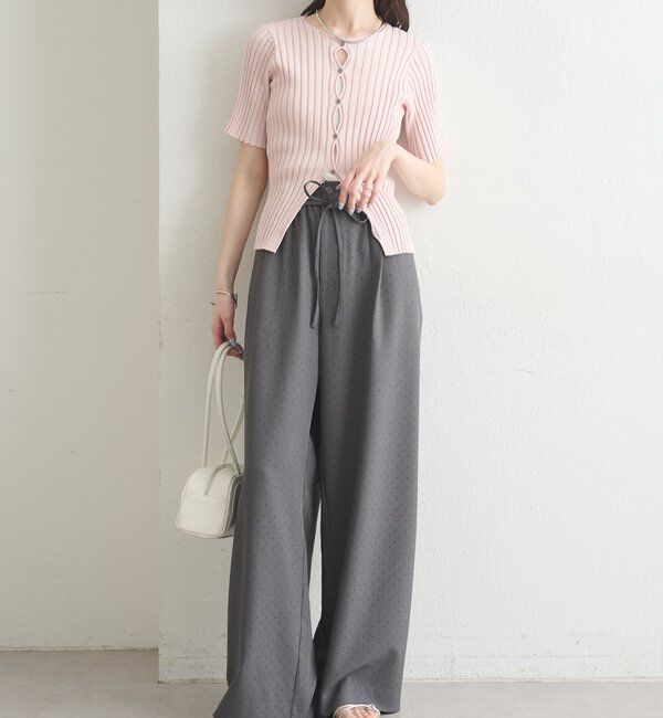  「ラウンドスリット半袖カーディガン」|カーディガン|