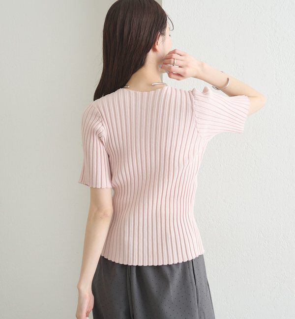  「ラウンドスリット半袖カーディガン」|カーディガン|