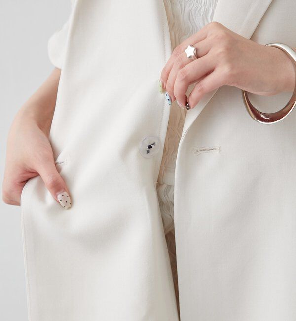  「袖口ギャザー半袖ジャケット」|テーラードジャケット|