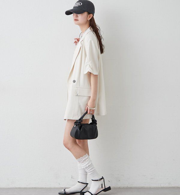  「袖口ギャザー半袖ジャケット」|テーラードジャケット|
