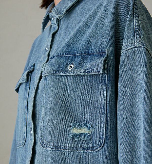  「ダメージデニムシャツ」|シャツ・ブラウス|