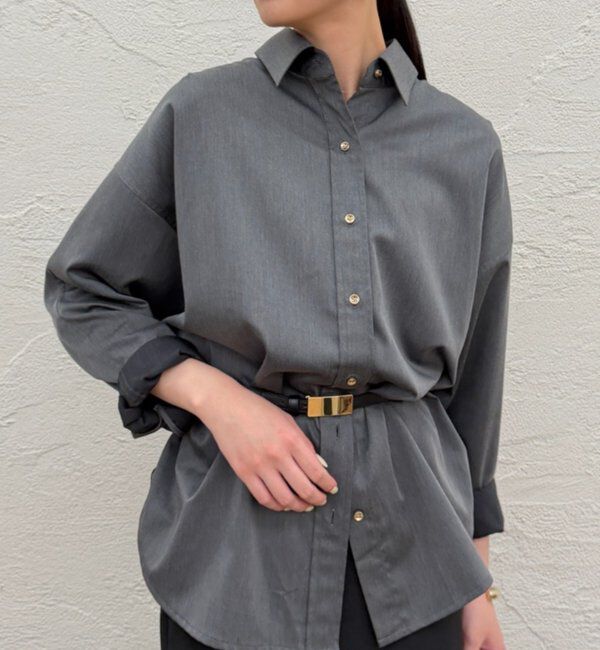  「サテンBIGシャツ」|シャツ・ブラウス|グレー
