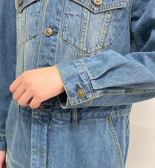  「ノーカラーデニムワンピース」|ワンピース|