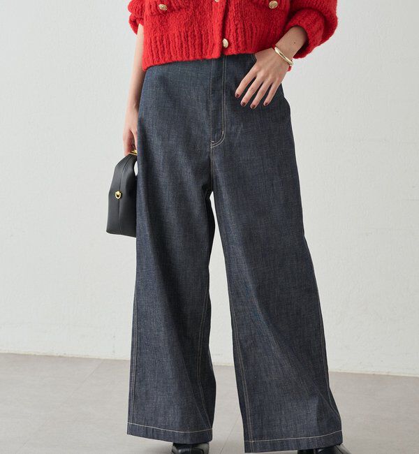  「ハイウエストデニムパンツ」|デニム|インディゴブルー