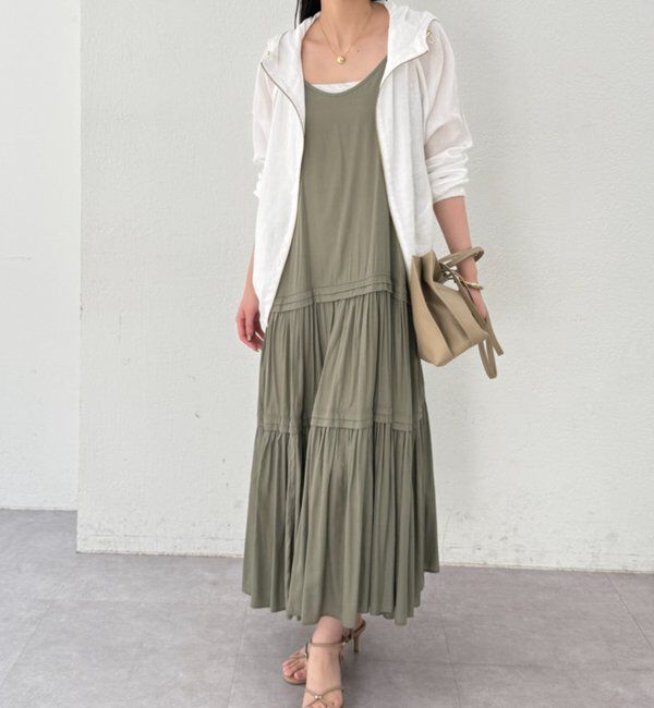  「サテンティアードキャミワンピース」|ワンピース|