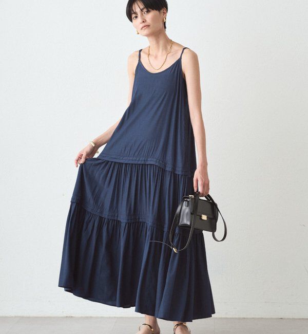  「サテンティアードキャミワンピース」|ワンピース|