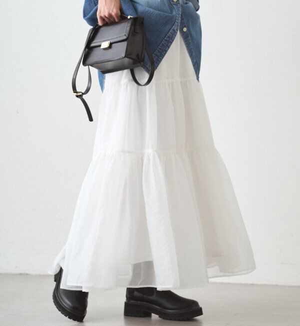  「オーガンジーティアードスカート」|スカート|