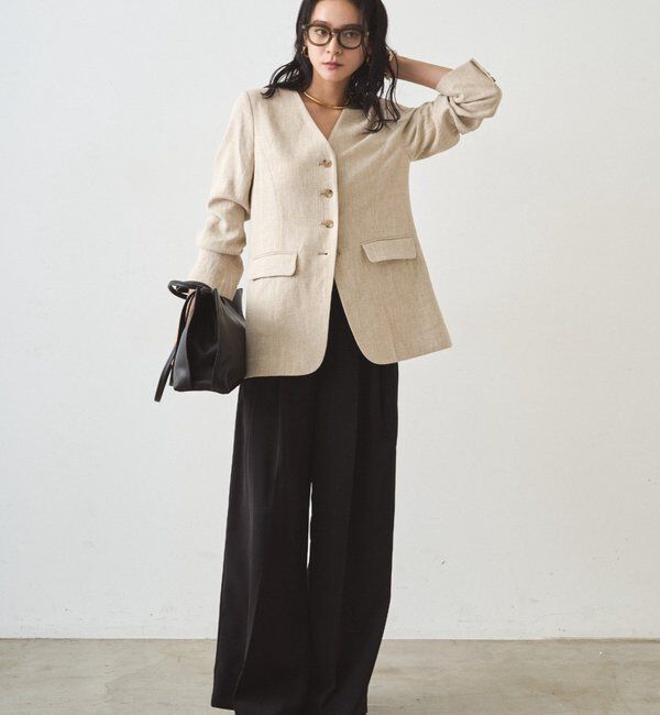  「リネンノーカラージャケット」|ベスト・ジレ|