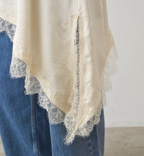  「サテンレースアシメキャミ」|シャツ・ブラウス|