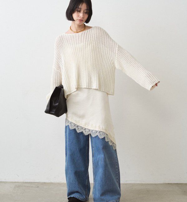  「サテンレースアシメキャミ」|シャツ・ブラウス|