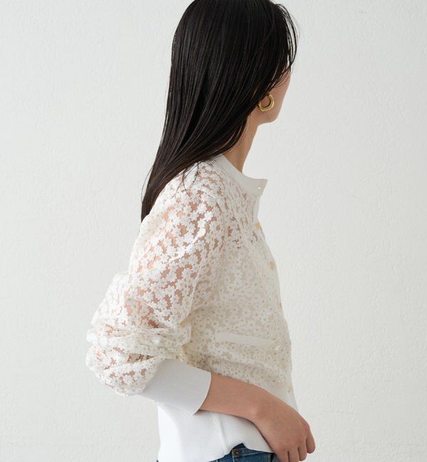  「コクーンスリーブフラワーカーデ」|ニット・セーター|