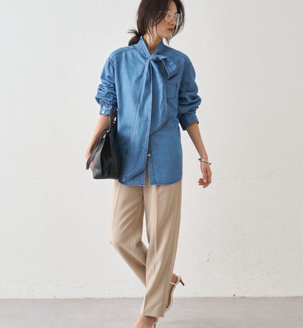  「ライトデニムボウタイブラウス」|シャツ・ブラウス|