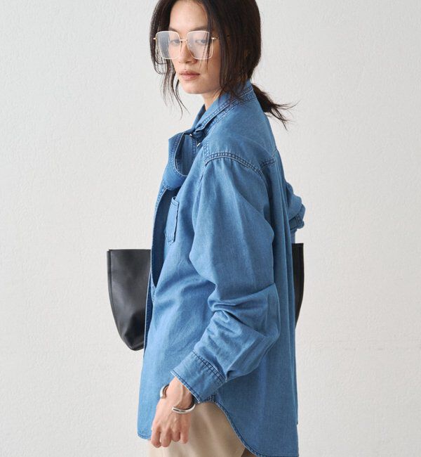  「ライトデニムボウタイブラウス」|シャツ・ブラウス|