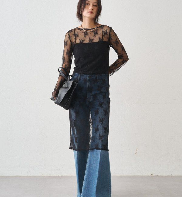  「カットレースチュニック」|Tシャツ・カットソー|ブラック