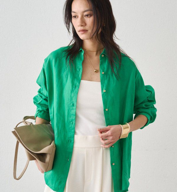  「リネンバックタイシャツ」|シャツ・ブラウス|グリーン