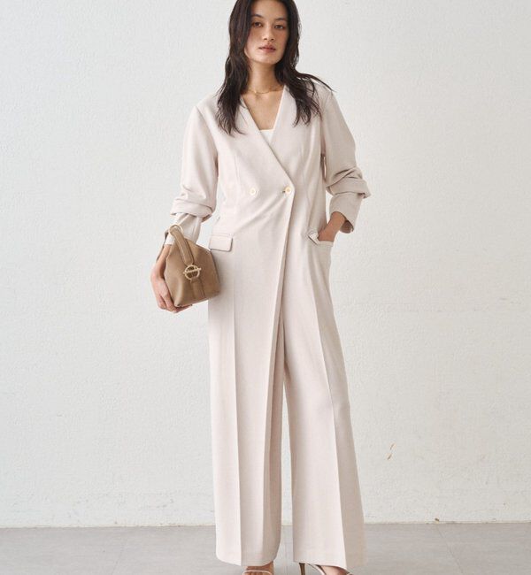  「【Atelier N5/アトリエヌメロサンク】ノーカラーオールインワン」|ワンピース|