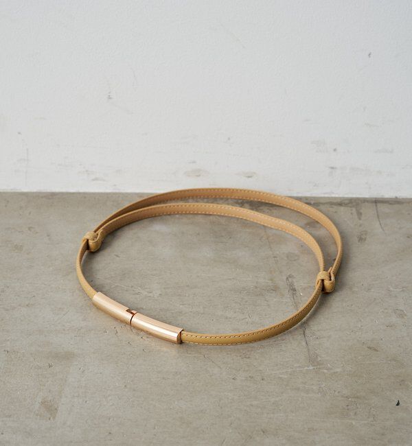  「【GALENA/ガレナ】メタルバックルナローベルト」|ベルト|ベージュ