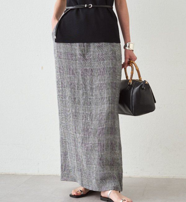  「チェックリネンマキシスカート」|スカート|