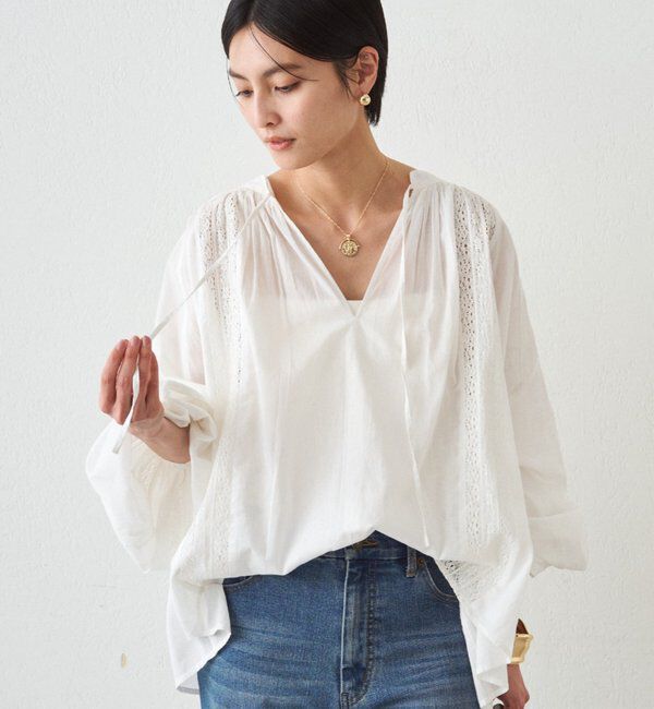  「【INDIA】スキッパーレースブラウス」|シャツ・ブラウス|