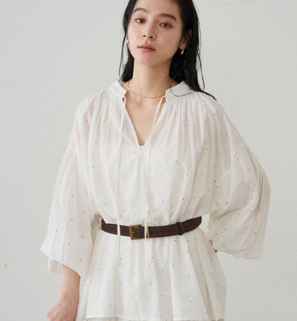  「【INDIA】スキッパー刺繍ブラウス」|シャツ・ブラウス|