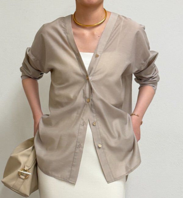  「バイヤスロングブラウス」|シャツ・ブラウス|ベージュ