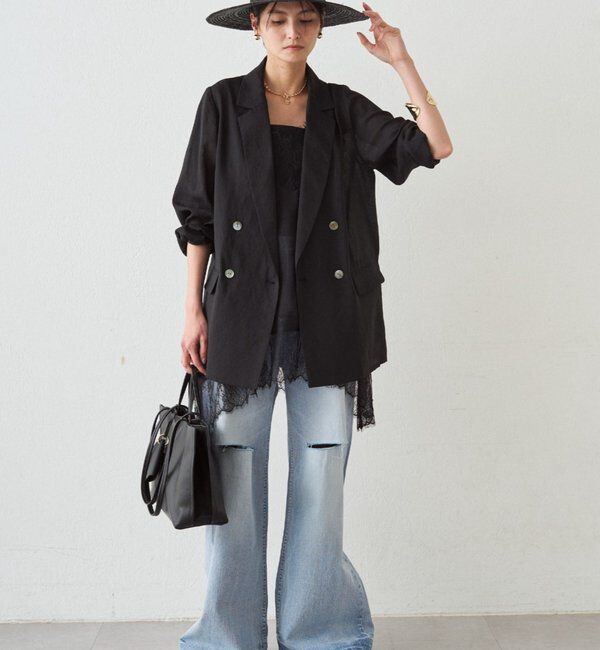  「ハイウエストダメージデニムパンツ」|デニム|