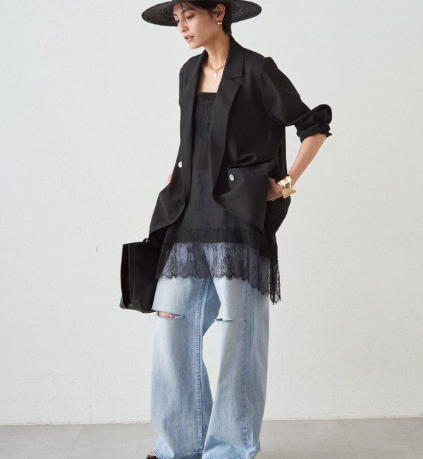  「ハイウエストダメージデニムパンツ」|デニム|