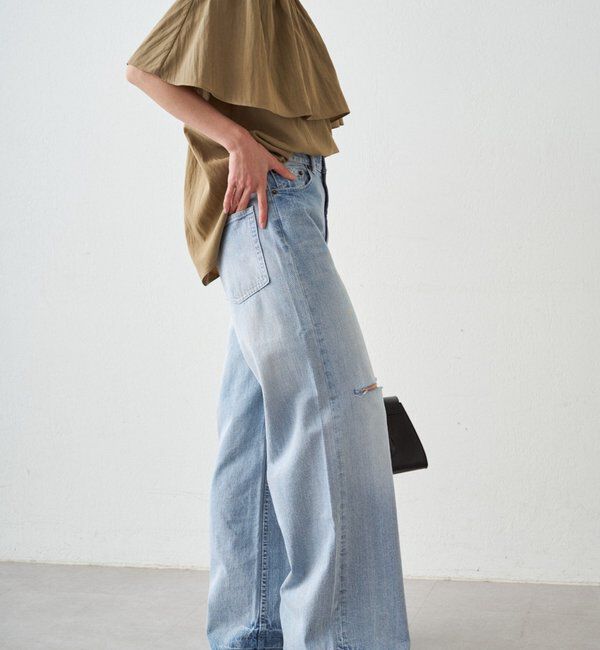  「ハイウエストダメージデニムパンツ」|デニム|
