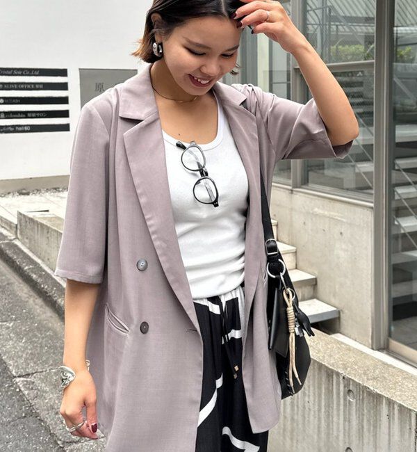  「ハーフスリーブジャケット」|テーラードジャケット|グレー